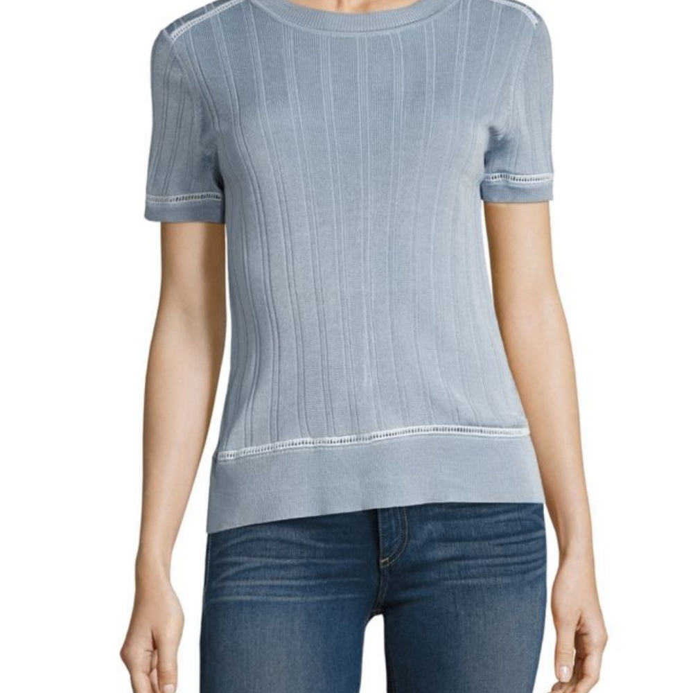 Rag & Bone Kaitlin Rib-Knit Tee in Sky